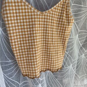 Yellow Gingham Sleeveless Crop Top